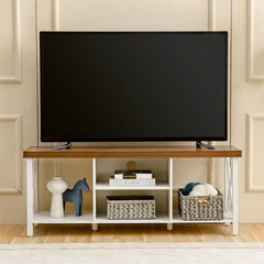 GAZHOME TV Stand for TV up to 55 Inches, TV Cabinet with Open Storage, TV Console Unit with Shelving for Living Room, Entertainment Room, Rustic Brown