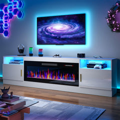 PRETZI Fireplace TV Stand with 36" Fireplace Up to 80" TVs for Living Room