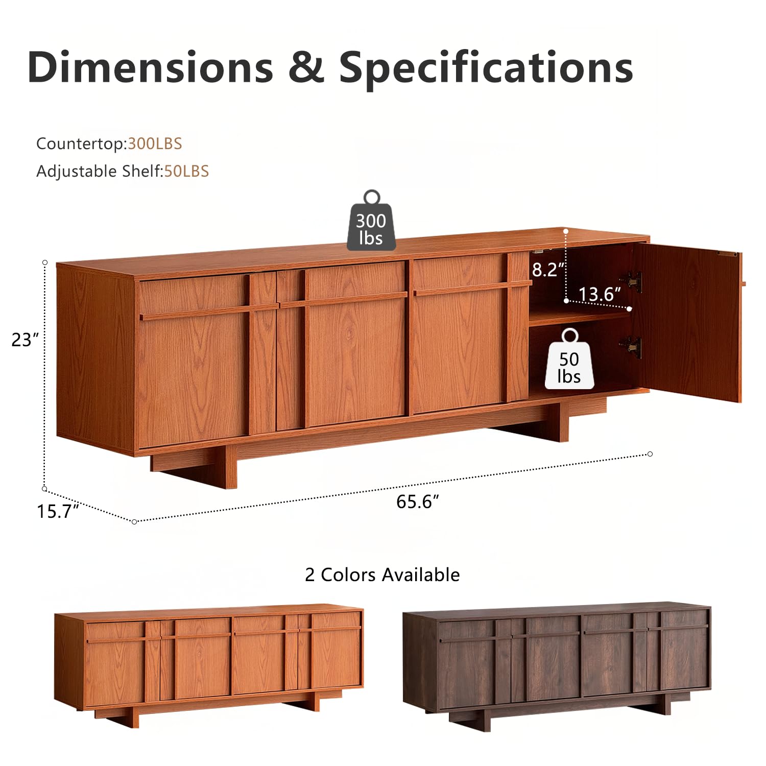 Vitalikus 65.6" Mid Century Modern TV Stand for 75 Inch TV, Walnut