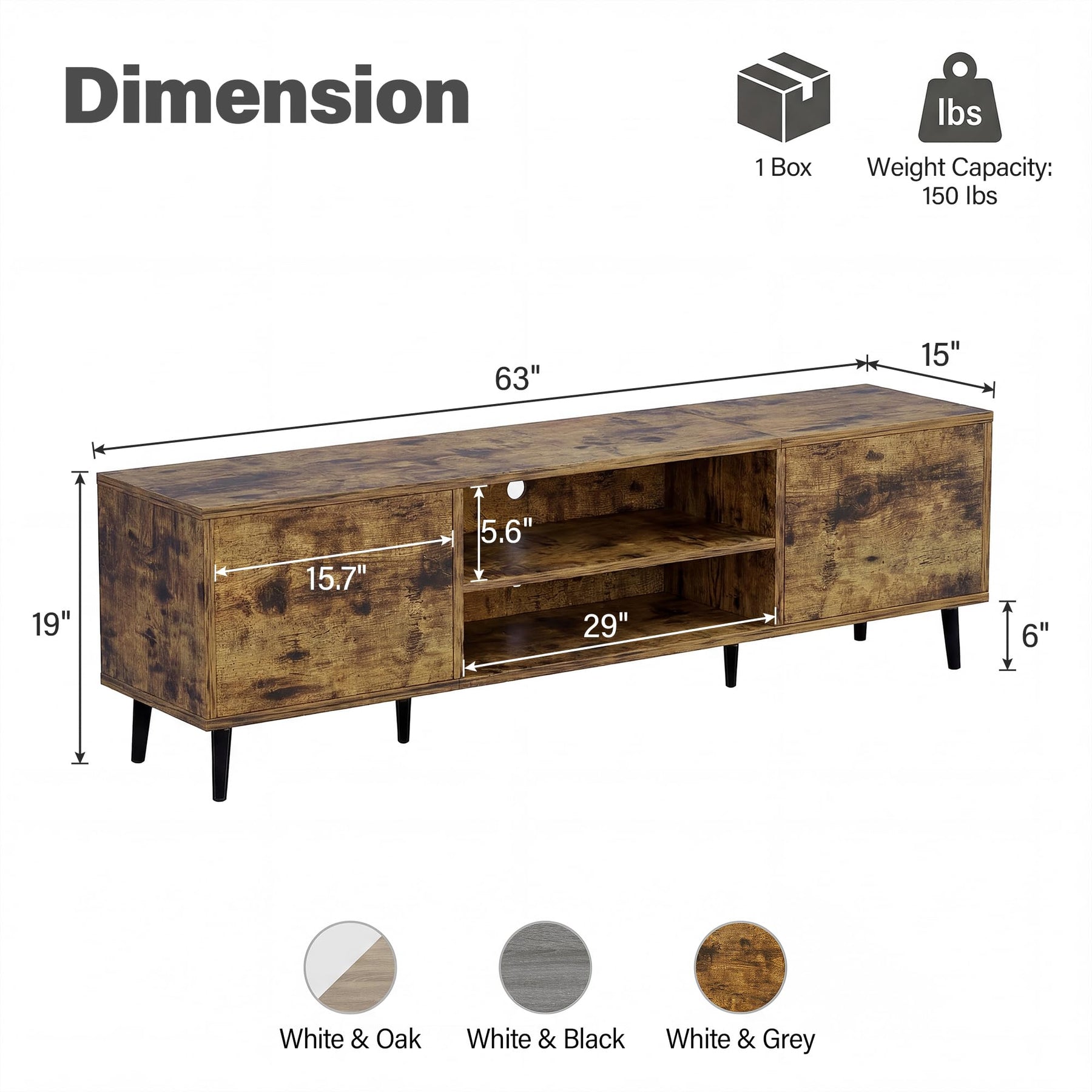 YESHOMY Mid-Century Modern TV Stand, 58 Inch, Light Grey