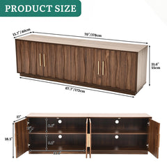 YITAHOME 70" Mid Century Modern TV Stand for 80 Inch TV, Storage, Walnut