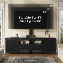 DrawXynth TV Stand with Mount for 45/55/65/75 inch TVs, 51.2" Dresser TV Stand Entertainment Center with 7 Fabric Drawers, Open Storage Shelves, Media Console for Living Room