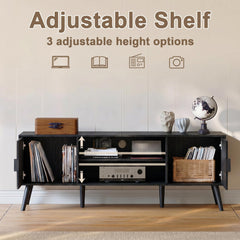 ChooChoo TV Stand with Open Shelves for 65 Inch TVs, Mid Century