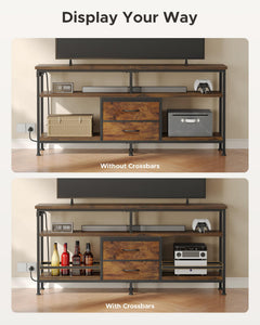 Lazzanto 63in TV Stand for 55-75in TVs, LED Lights, Charging Station, Black
