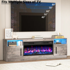 PRETZI Fireplace TV Stand with 36" Fireplace Up to 80" TVs for Living Room