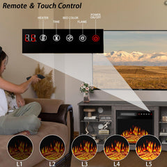 PRETZI Fireplace TV Stand with 36" Fireplace Up to 80" TVs for Living Room