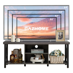 GAZHOME TV Stand for TV up to 55 Inches, TV Cabinet with Open Storage, TV Console Unit with Shelving for Living Room, Entertainment Room, Rustic Brown