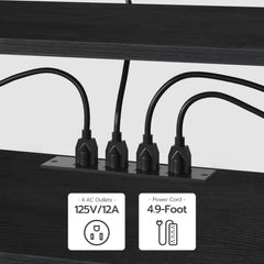 HOOBRO TV Stand with Power Outlets to 75 Inches, TV Console Table with Open Storage Shelves Cabinet, Industrial Media Entertainment Center for Living Room Bedroom, Rustic Brown and Black BF80DS01