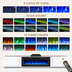 Nordivale 70" Fireplace TV Stand, Modern Entertainment Center for TVs Up to 80”, TV Console with Storage Cabinets, Media Console for Living Room, Black TV Stand and Black Fireplace