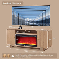 IFGET 70" Modern TV Stand with Storage, Wood Curved TV Console, Natural Oak