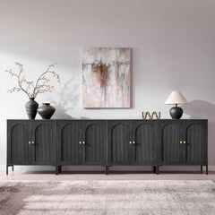 IFBUY 92.63" W Mid Century Modern TV Stands for Living Room, Brown