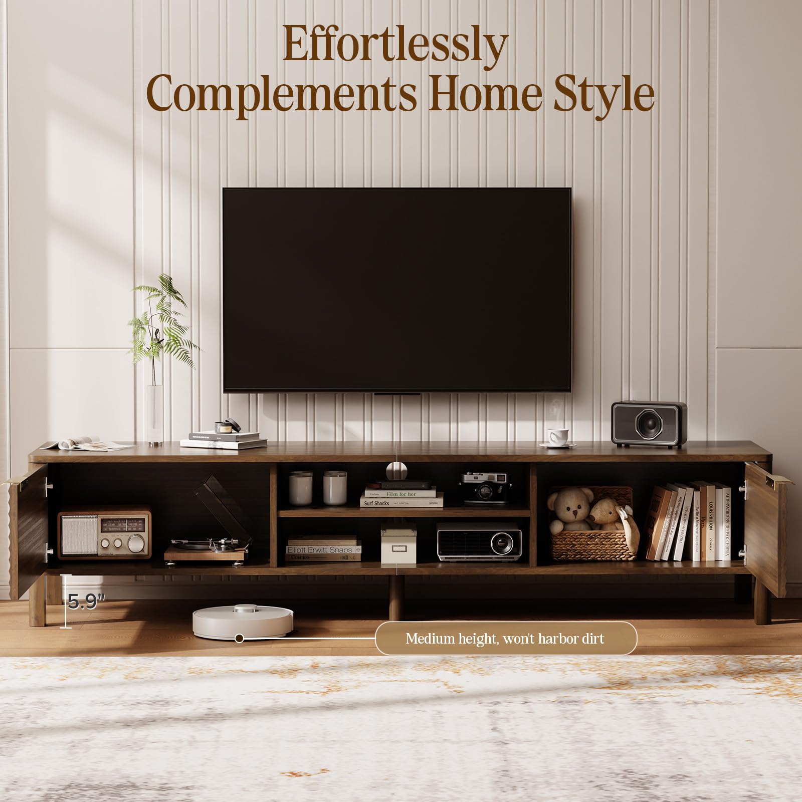 TV Stand for Living Room up to 65 Inch TVs Entertainment Center Oak 59"