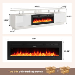 OneBlis 70" Fireplace TV Stand with Double LED Lights for TVs UP to 80", Electric Fireplace Entertainment Center with Storage Cabinets, TV Console for Living Room, Office, Black1