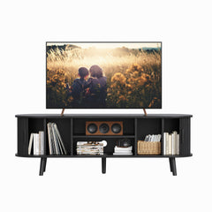 ChooChoo 54" Mid Century Modern TV Stand with Fluted Sliding Doors