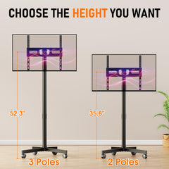 Motorized Rolling TV Stand on Wheels for 32-75 Inch TVs/Screens