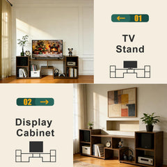 ACOHOOK Walnut 60" Mid-Century TV Stand with Storage Open Shelf