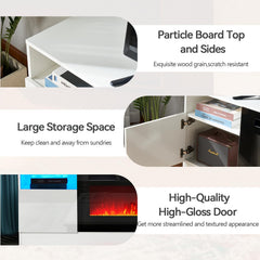 oneinmil Fireplace TV Stand with 36" Electric Fireplace, LED Light Entertainment Center, Modern Wood Texture Entertainment Stand with Highlight Storage Cabinet for TVs Up to 80", 70 inches, Black