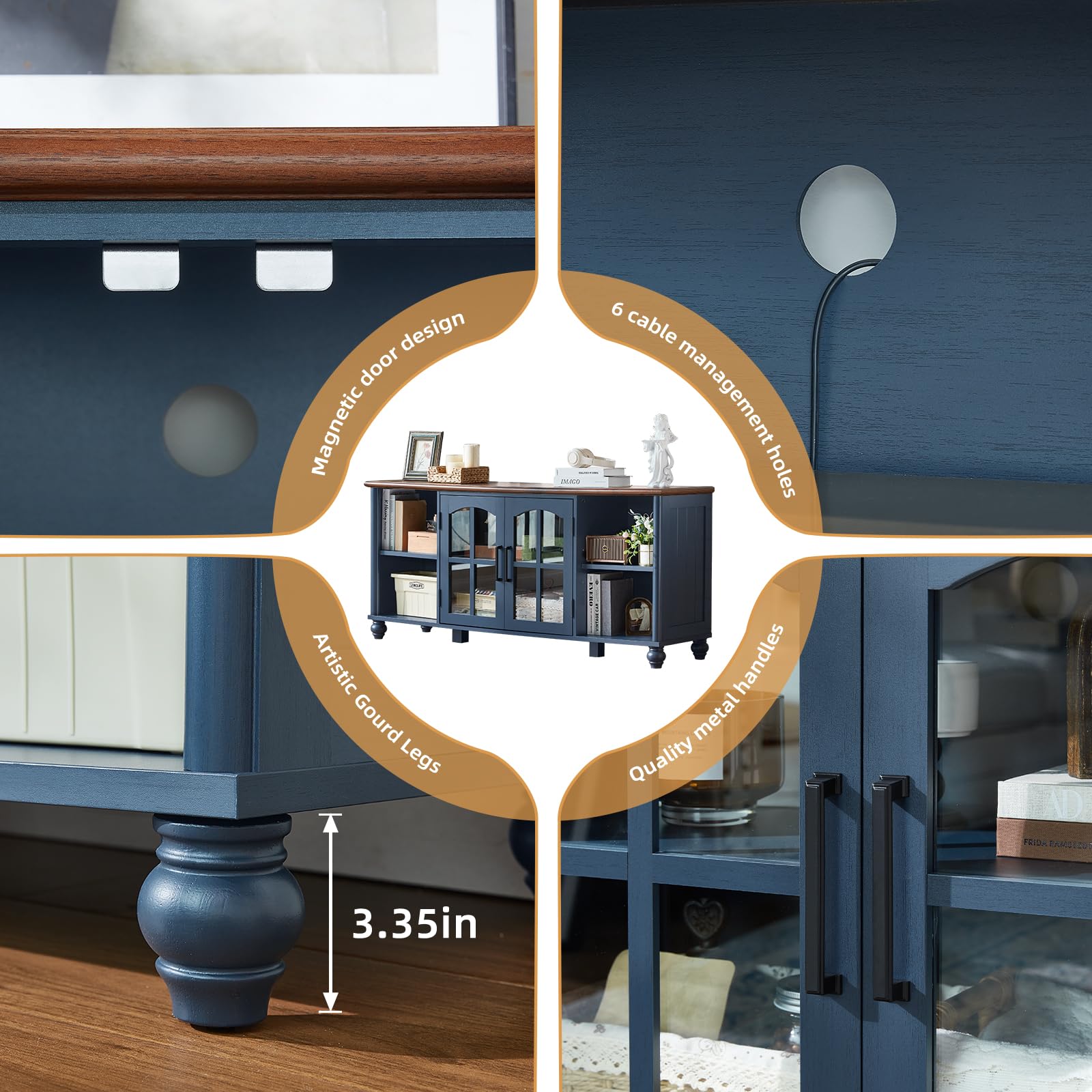 RWYHG Farmhouse TV Stand for 60 in TV, Entertainment Center for Living Room