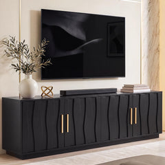 YITAHOME 70" Mid Century Modern TV Stand for 80 Inch TV, Storage, Walnut
