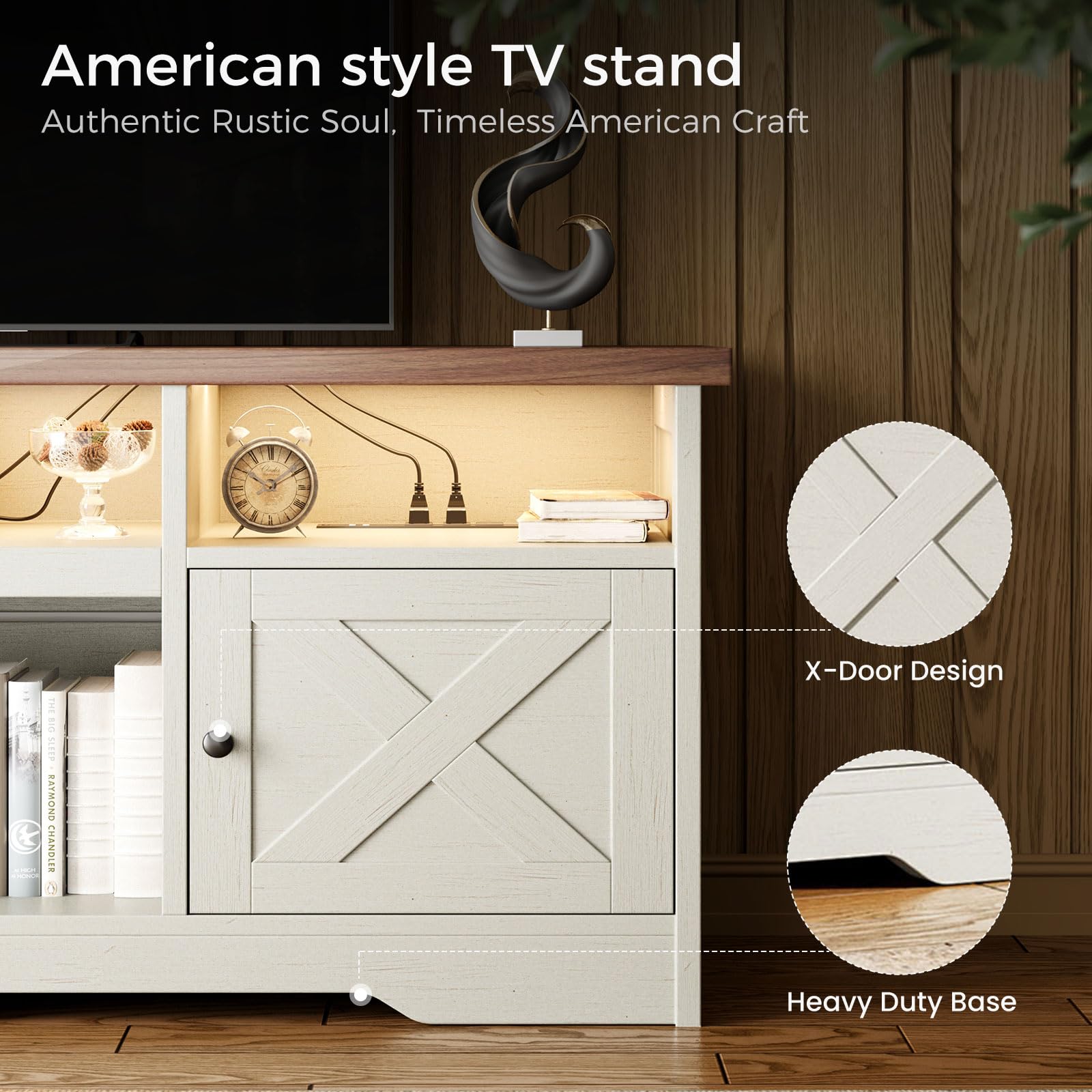 Casaottima TV Stand for 65 Inch TV, Entertainment Center, White