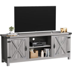 YESHOMY Modern Farmhouse TV Stand with Barn Door for 65 Inch TV, Gray Wash