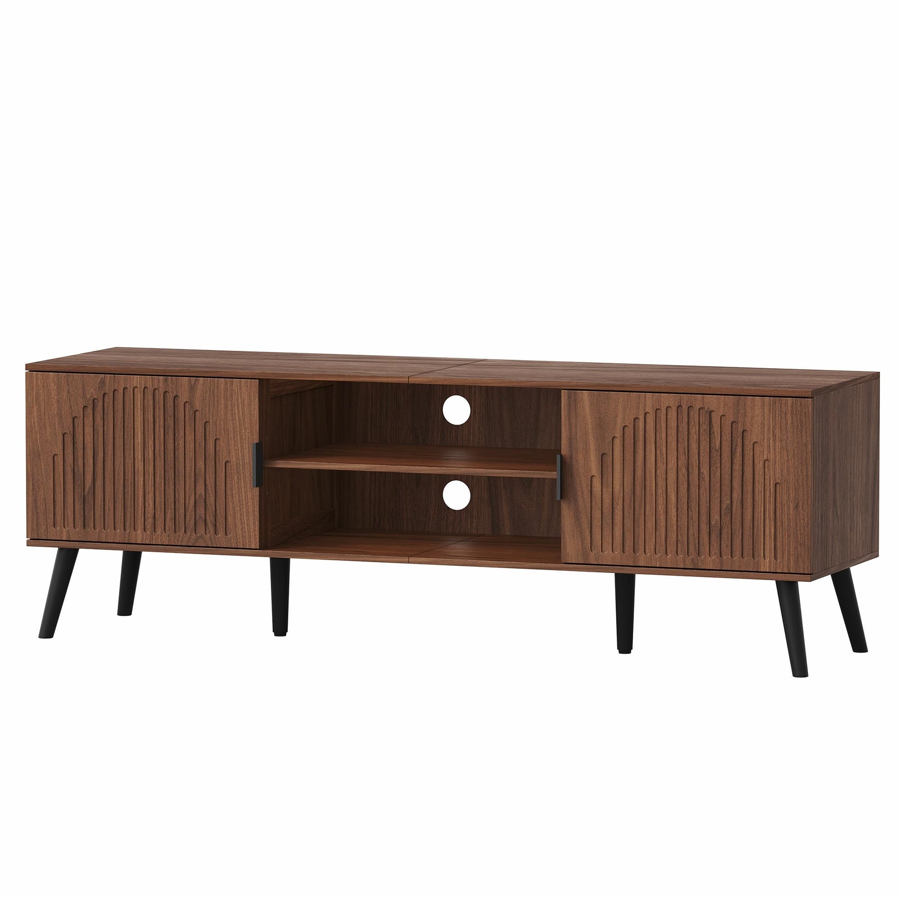 ChooChoo TV Stand with Open Shelves for 65 Inch TVs, Mid Century