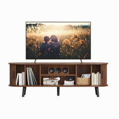 ChooChoo 54" Mid Century Modern TV Stand with Fluted Sliding Doors