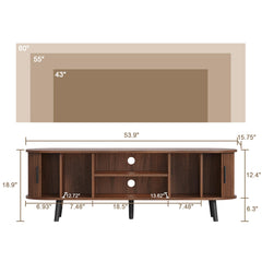 ChooChoo 54" Mid Century Modern TV Stand with Fluted Sliding Doors