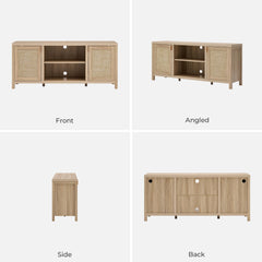 SICOTAS TV Stands for Living Room 59" Rattan TV Console with Storage