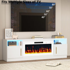 PRETZI Fireplace TV Stand with 36" Fireplace Up to 80" TVs for Living Room