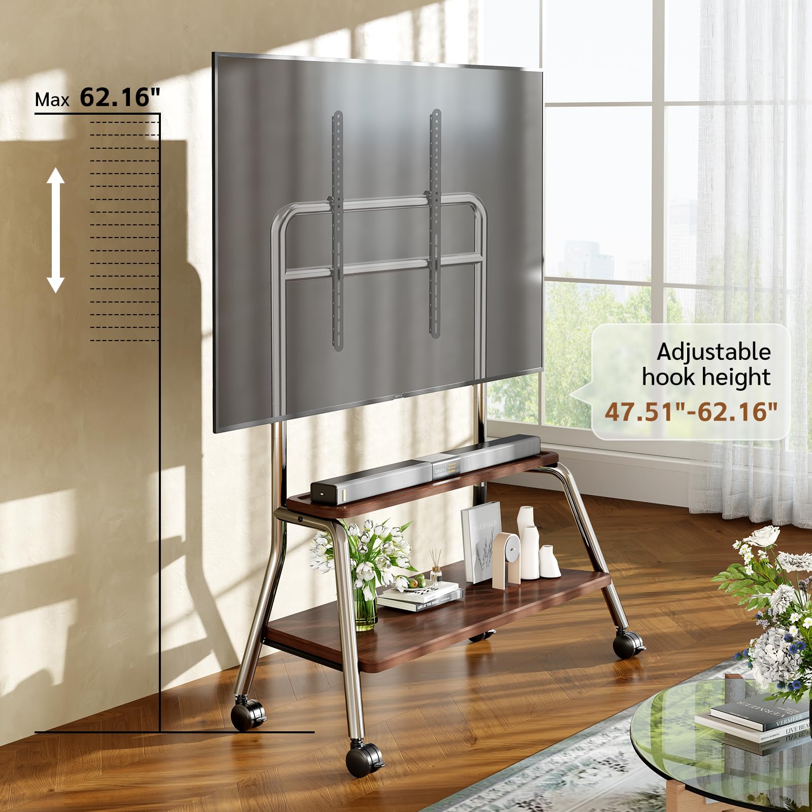 BEISHI Mobile TV Stand on Wheels for 32-75 Inch TVs