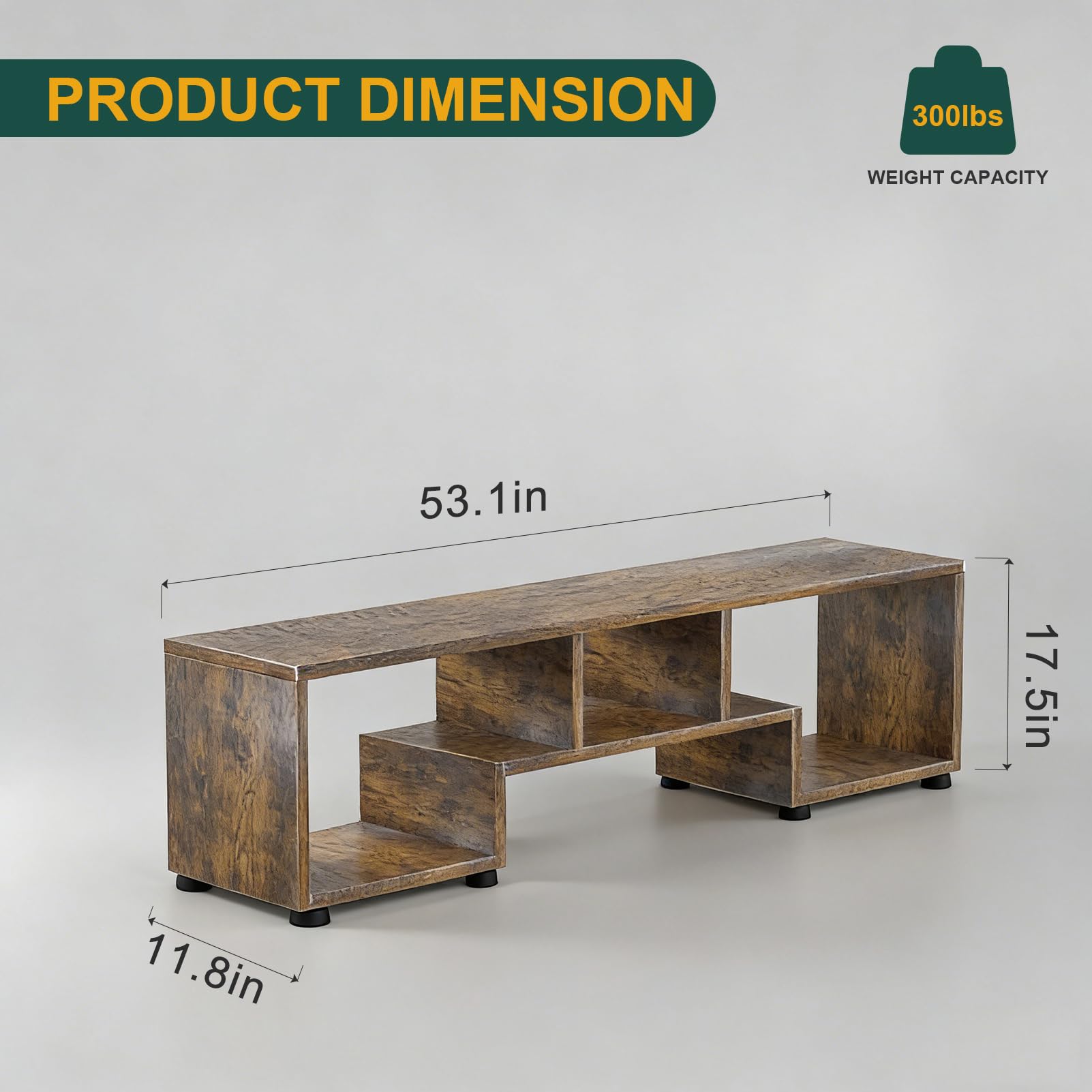 ACOHOOK Walnut 60" Mid-Century TV Stand with Storage Open Shelf
