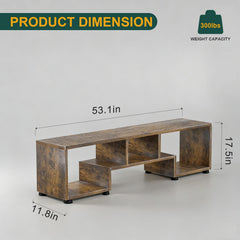 ACOHOOK Walnut 60" Mid-Century TV Stand with Storage Open Shelf