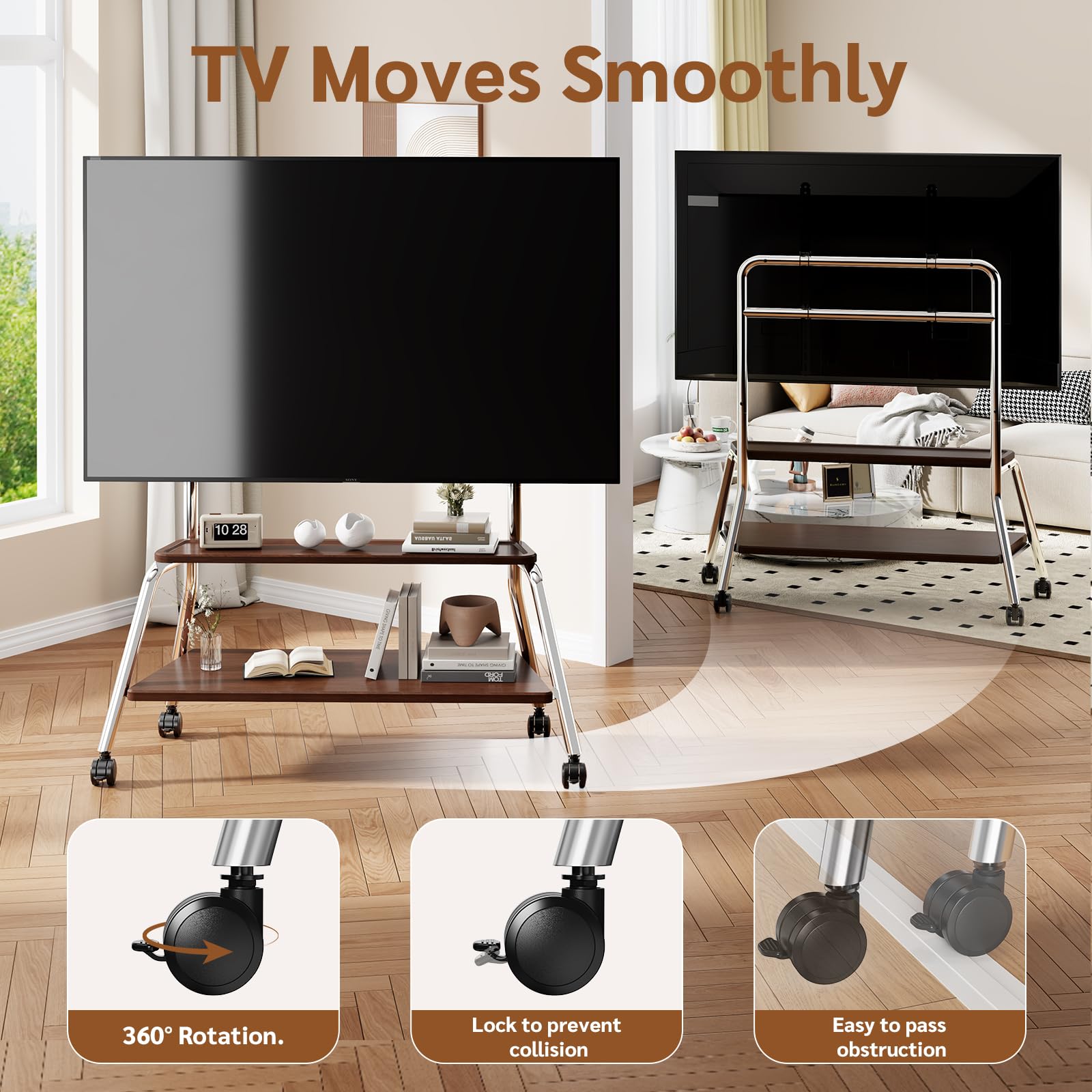 BEISHI Mobile TV Stand on Wheels for 32-75 Inch TVs