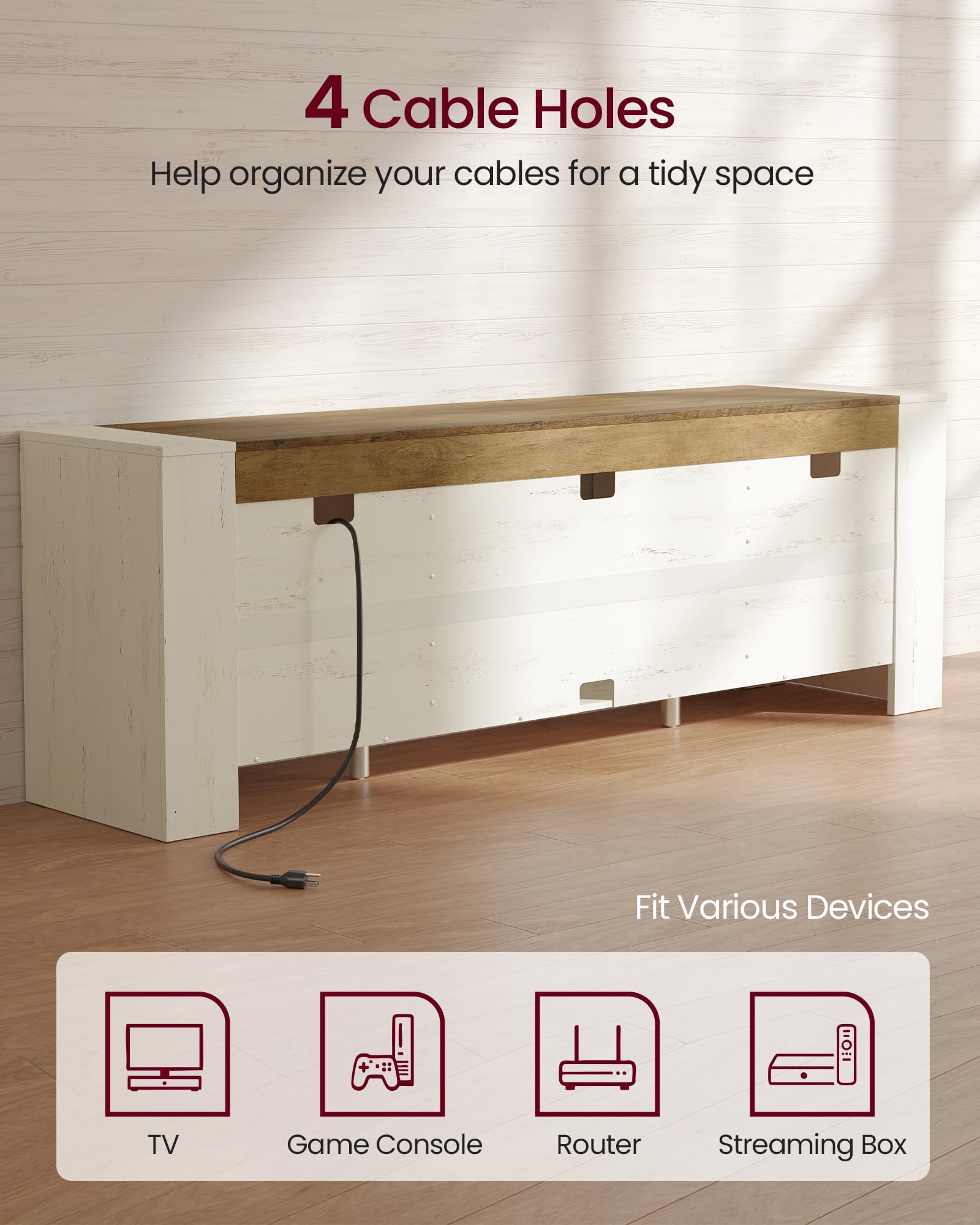 VASAGLE TV Stand, Farmhouse Entertainment Center with Storage Cabinets