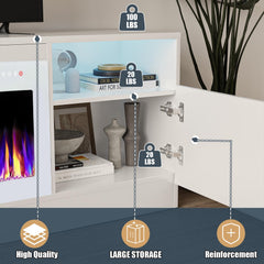 VITESSE 70”Fireplace TV Stand,Modern Entertainment Center Heating Fireplace
