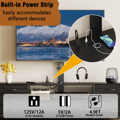 Welfuturer 70.8" W TV Stand with Mount and Power Outlet for 65/70/75/80 Inch TV, Farmhouse Entertainment Center with 8 Fabric Drawers, LED Lights and Open Storage Shelves for Living Room
