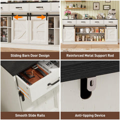 70" Large Farmhouse Tall TV Stand for 85/80/75/70 Inch TVs,4 Drawers,Brown