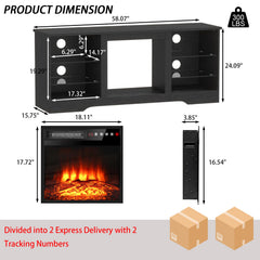 PRETZI Fireplace TV Stand with 36" Fireplace Up to 80" TVs for Living Room