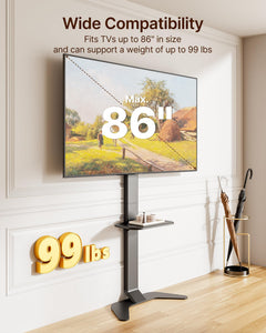 ECOTINY Tall Floor TV Stand for 37-86" TVs, Ultra Slim, Black