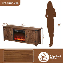 YESHOMY Modern Farmhouse TV Stand with Barn Door for 65 Inch TV, Gray Wash