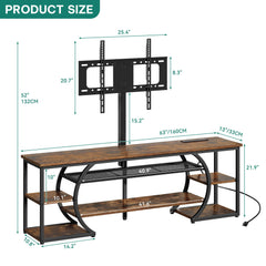 YITAHOME TV Stand for 65/70 Inch TV, LED TV Stands for Living Room w/Power Outlets, Entertainment Center with Storage, Wood Television Stand, TV Console Table, Rustic Brown