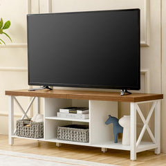 GAZHOME TV Stand for TV up to 55 Inches, TV Cabinet with Open Storage, TV Console Unit with Shelving for Living Room, Entertainment Room, Grey