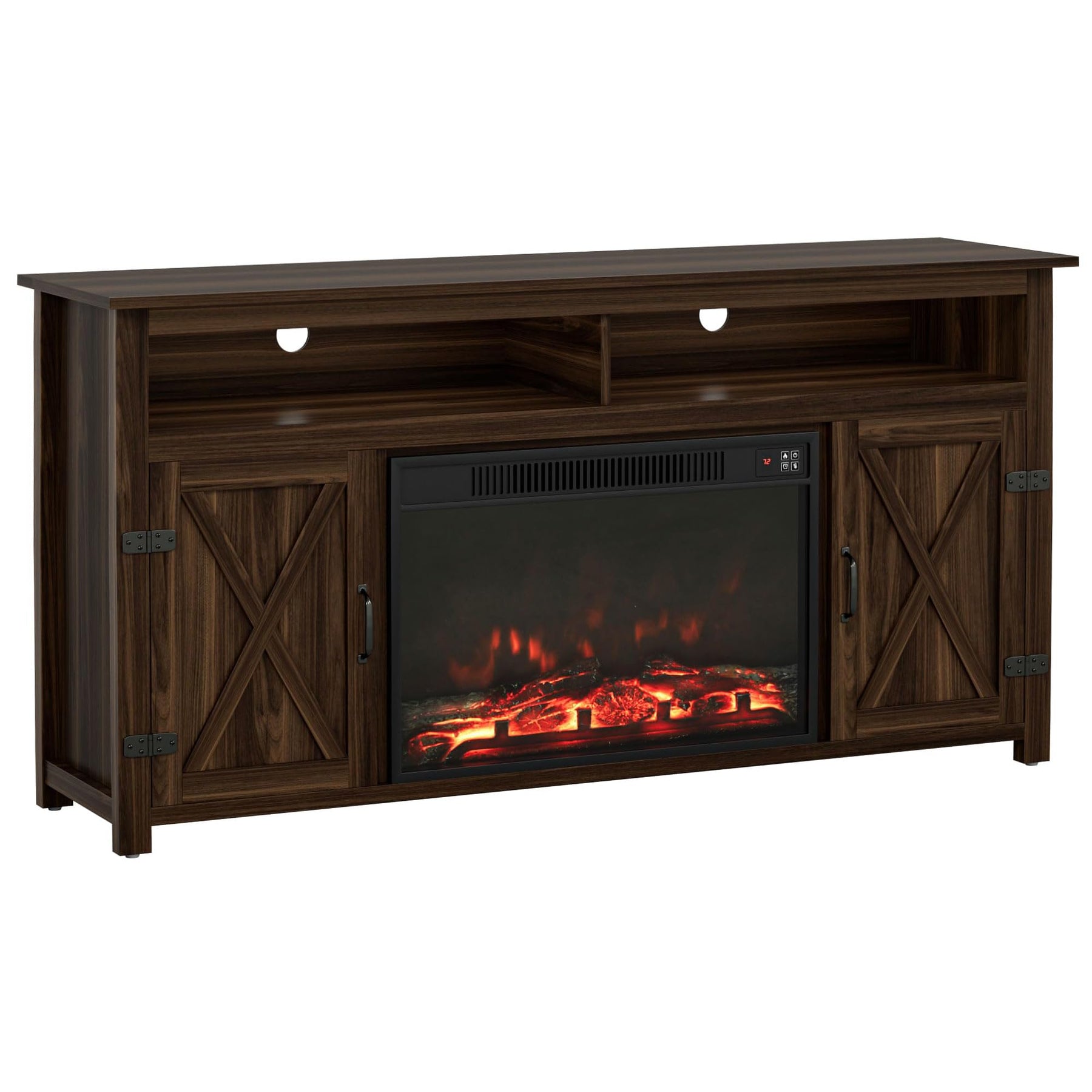 YESHOMY 58" Farmhouse TV Stand for TVs up to 65", Sliding Barn Doors, White