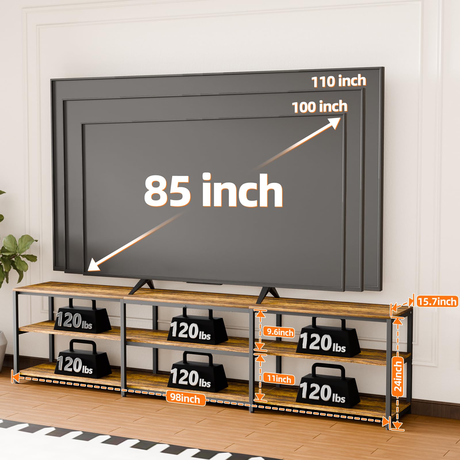 Aquzee 100 Inch TV Stand, Extra Large 98" Wide Entertainment Center