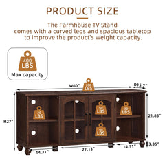 RWYHG Farmhouse TV Stand for 60 in TV, Entertainment Center for Living Room