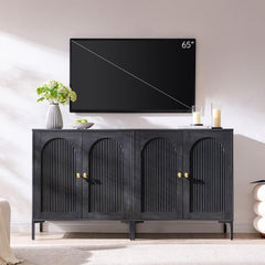 IFBUY 92.63" W Mid Century Modern TV Stands for Living Room, Brown