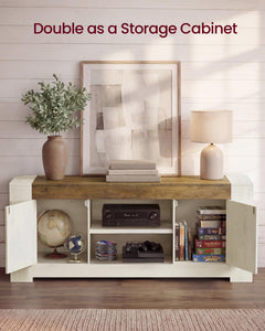 VASAGLE TV Stand, Farmhouse Entertainment Center with Storage Cabinets