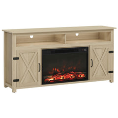 YESHOMY 58" Farmhouse TV Stand for TVs up to 65", Sliding Barn Doors, White