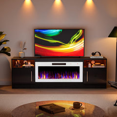 VITESSE 70”Fireplace TV Stand,Modern Entertainment Center Heating Fireplace